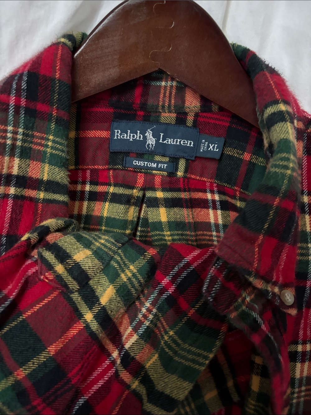 Vintage Men’s Ralph Lauren Red, Green & Yellow Flannel Shirt
